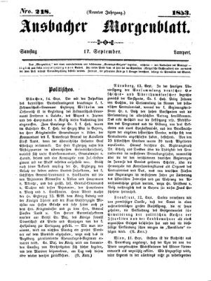 Ansbacher Morgenblatt Samstag 17. September 1853