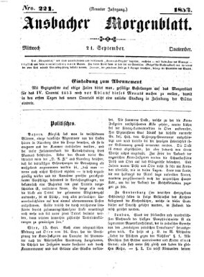 Ansbacher Morgenblatt Mittwoch 21. September 1853