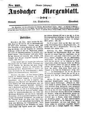 Ansbacher Morgenblatt Mittwoch 28. September 1853