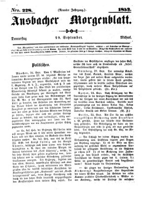 Ansbacher Morgenblatt Donnerstag 29. September 1853