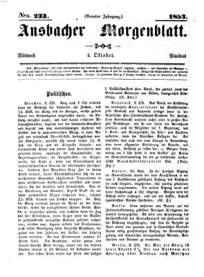 Ansbacher Morgenblatt Mittwoch 5. Oktober 1853