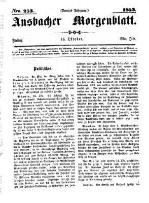 Ansbacher Morgenblatt Freitag 28. Oktober 1853