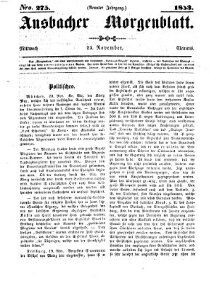 Ansbacher Morgenblatt Mittwoch 23. November 1853