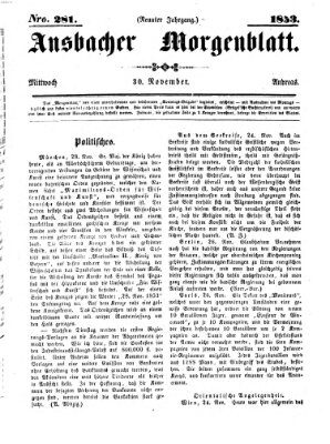 Ansbacher Morgenblatt Mittwoch 30. November 1853