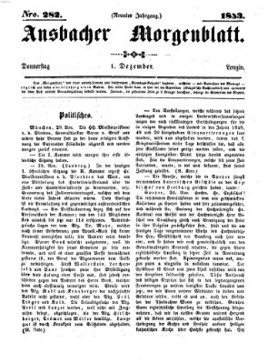 Ansbacher Morgenblatt Donnerstag 1. Dezember 1853