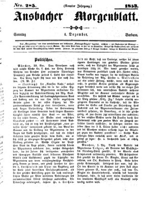 Ansbacher Morgenblatt Sonntag 4. Dezember 1853