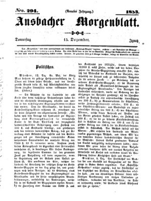 Ansbacher Morgenblatt Donnerstag 15. Dezember 1853