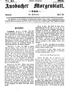 Ansbacher Morgenblatt Mittwoch 22. Februar 1854