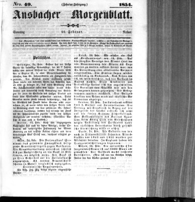 Ansbacher Morgenblatt Sonntag 26. Februar 1854