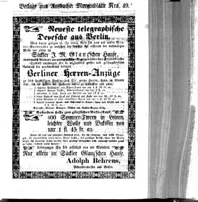 Ansbacher Morgenblatt Sonntag 26. Februar 1854