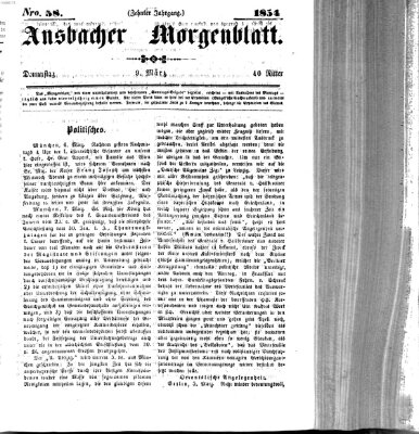 Ansbacher Morgenblatt Donnerstag 9. März 1854