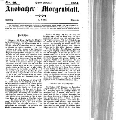 Ansbacher Morgenblatt Sonntag 2. April 1854