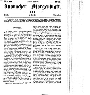 Ansbacher Morgenblatt Dienstag 4. April 1854