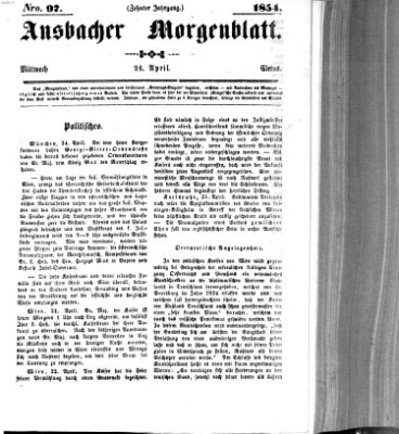 Ansbacher Morgenblatt Mittwoch 26. April 1854