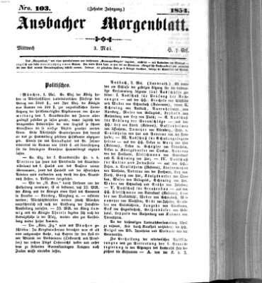 Ansbacher Morgenblatt Mittwoch 3. Mai 1854