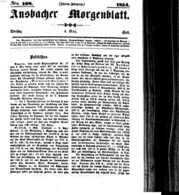 Ansbacher Morgenblatt Dienstag 9. Mai 1854