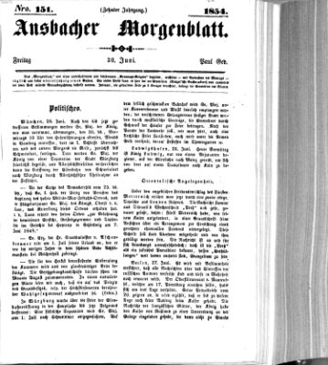 Ansbacher Morgenblatt Freitag 30. Juni 1854