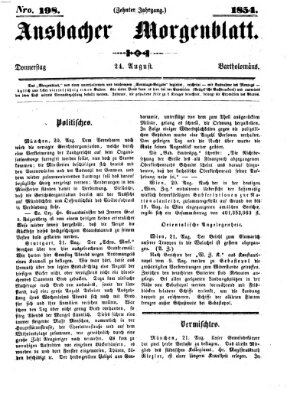 Ansbacher Morgenblatt Donnerstag 24. August 1854