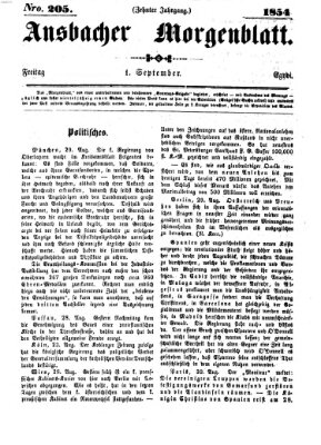 Ansbacher Morgenblatt Freitag 1. September 1854