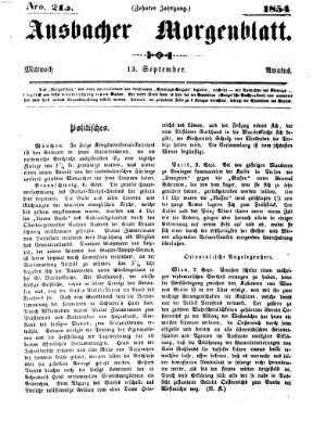 Ansbacher Morgenblatt Mittwoch 13. September 1854