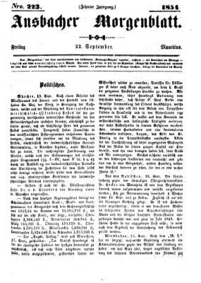 Ansbacher Morgenblatt Freitag 22. September 1854