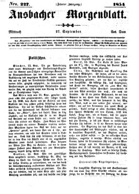 Ansbacher Morgenblatt Mittwoch 27. September 1854