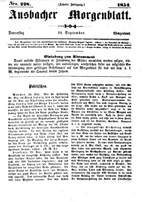 Ansbacher Morgenblatt Donnerstag 28. September 1854