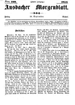 Ansbacher Morgenblatt Freitag 29. September 1854