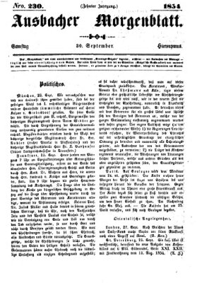 Ansbacher Morgenblatt Samstag 30. September 1854