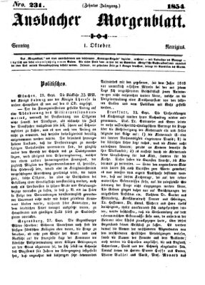 Ansbacher Morgenblatt Sonntag 1. Oktober 1854