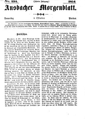 Ansbacher Morgenblatt Donnerstag 5. Oktober 1854