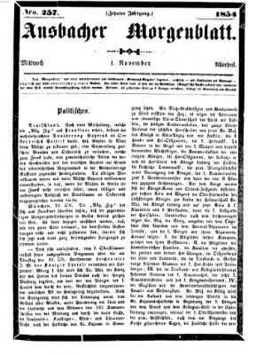 Ansbacher Morgenblatt Mittwoch 1. November 1854