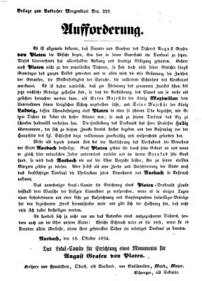 Ansbacher Morgenblatt Mittwoch 1. November 1854