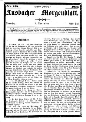 Ansbacher Morgenblatt Donnerstag 2. November 1854