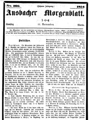 Ansbacher Morgenblatt Samstag 11. November 1854