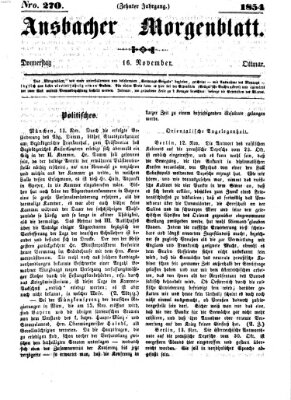 Ansbacher Morgenblatt Donnerstag 16. November 1854