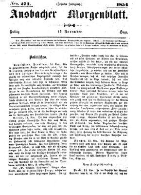 Ansbacher Morgenblatt Freitag 17. November 1854