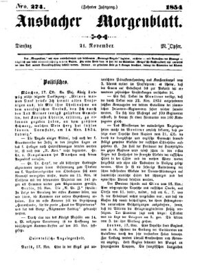 Ansbacher Morgenblatt Dienstag 21. November 1854