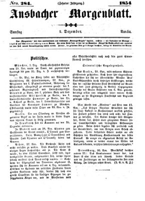 Ansbacher Morgenblatt Samstag 2. Dezember 1854