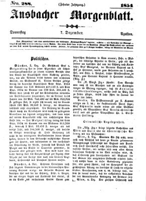 Ansbacher Morgenblatt Donnerstag 7. Dezember 1854