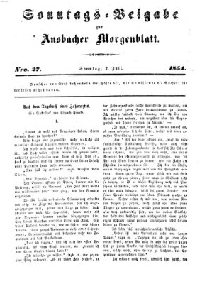 Ansbacher Morgenblatt Sonntag 2. Juli 1854