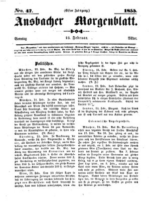 Ansbacher Morgenblatt Sonntag 25. Februar 1855