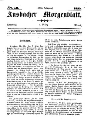 Ansbacher Morgenblatt Donnerstag 1. März 1855