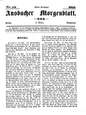 Ansbacher Morgenblatt Freitag 2. März 1855