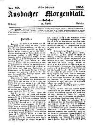 Ansbacher Morgenblatt Mittwoch 18. April 1855