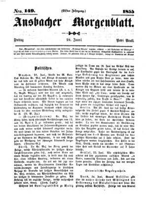 Ansbacher Morgenblatt Freitag 29. Juni 1855