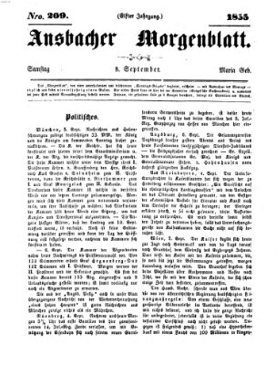 Ansbacher Morgenblatt Samstag 8. September 1855