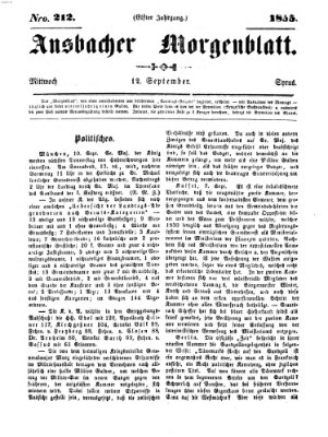 Ansbacher Morgenblatt Mittwoch 12. September 1855