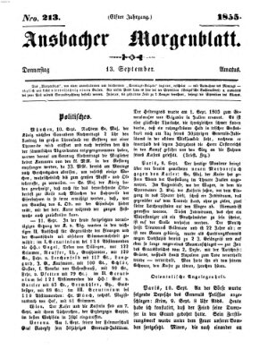 Ansbacher Morgenblatt Donnerstag 13. September 1855