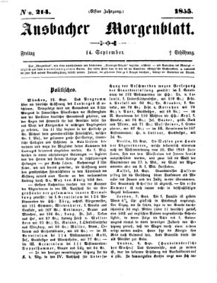 Ansbacher Morgenblatt Freitag 14. September 1855